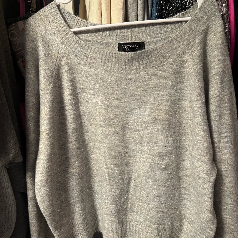 Victoria's Secret Gray Crew Neck Sweater with Crystals